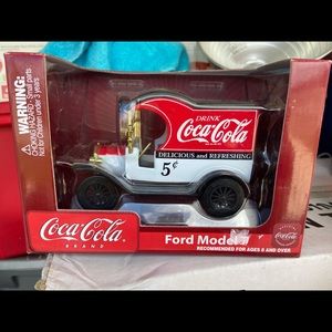 NIB Coca Cola Ford Model T bank heavy die cast metal old fashion car